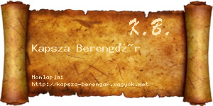 Kapsza Berengár névjegykártya
